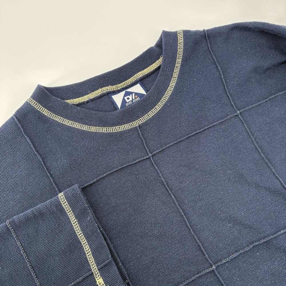 Dtek Jeans Navy Shirt With Yellow Stitching Size XL